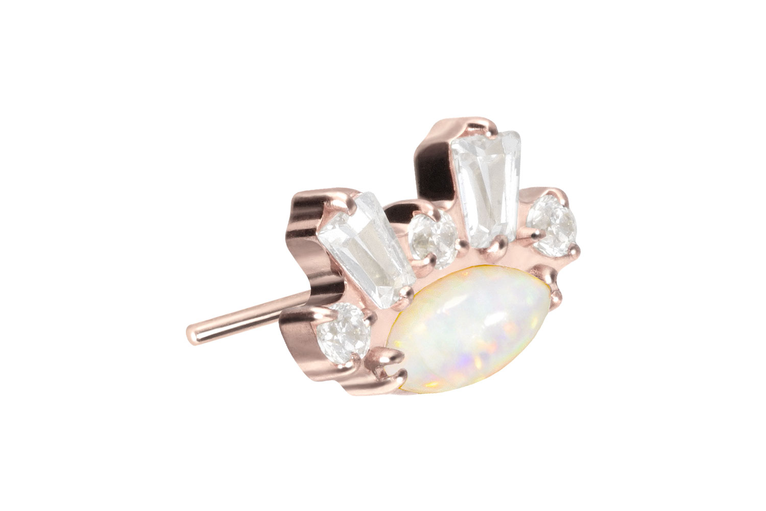 Titan Aufsatz mit Push Pin SYNTHETISCHER OPAL + KRISTALLE von Piercingline